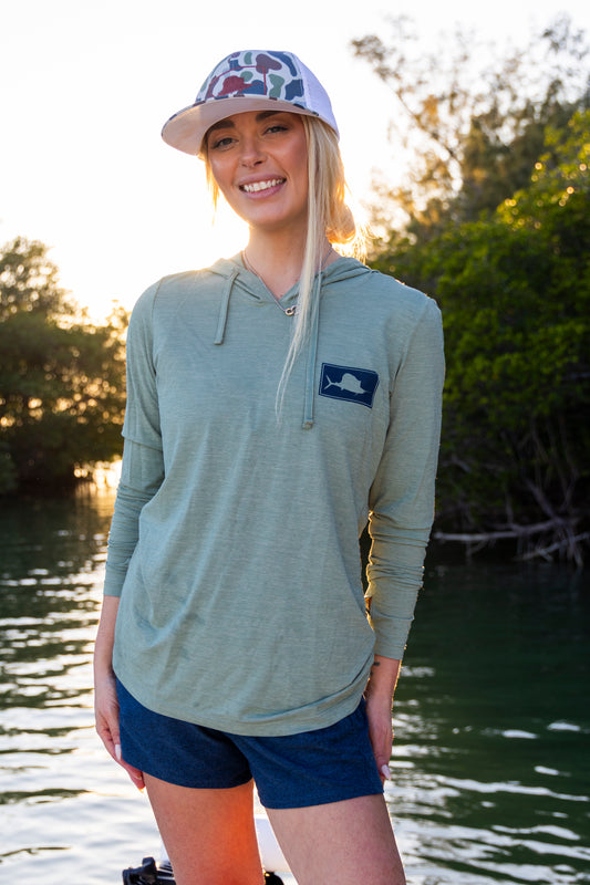 Ladies Anetik Olive Heathered Hoodie