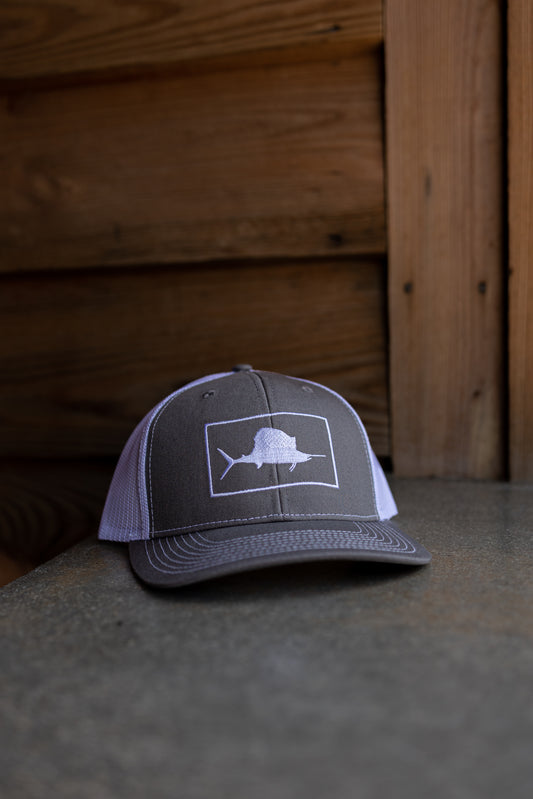 Charcoal and White Sailfish Brewing Co Classic Logo Hat