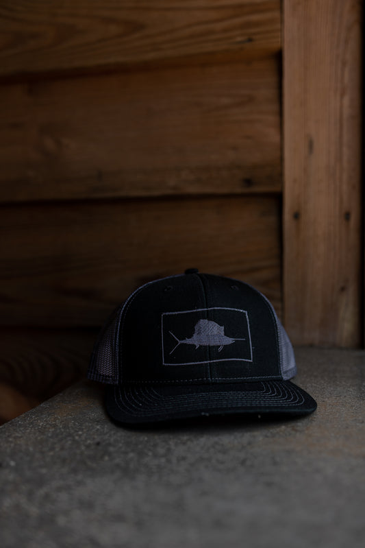Black and Charcoal Sailfish Brewing Co Classic Logo Hat