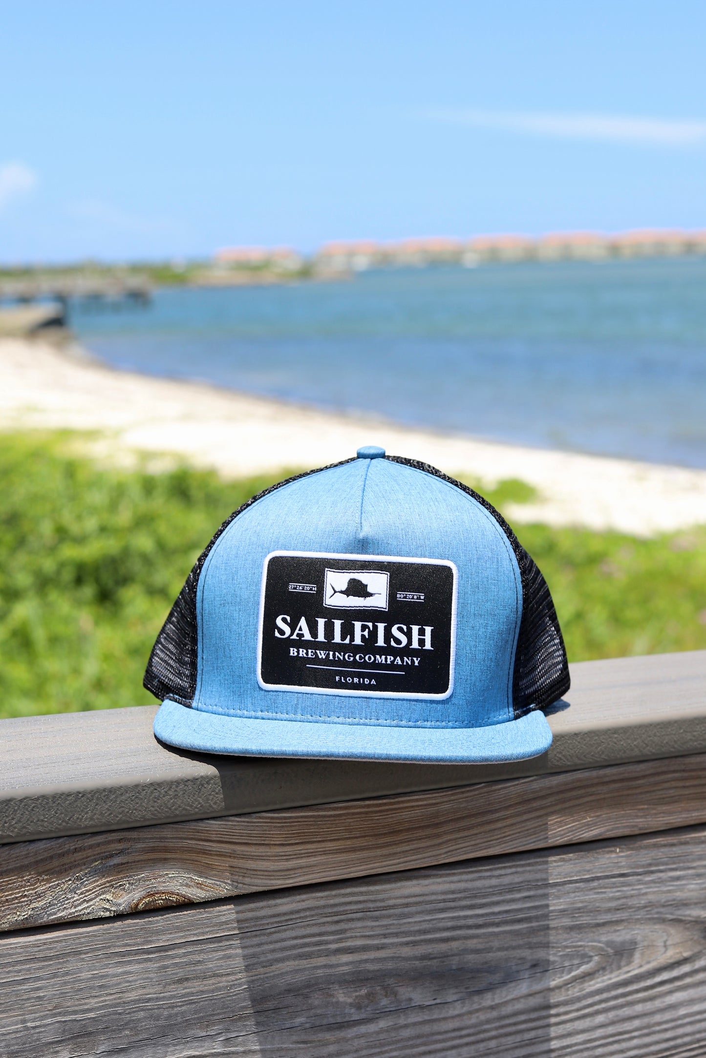 Columbia Blue with Black Patch Sailfish Brewing Co Hat
