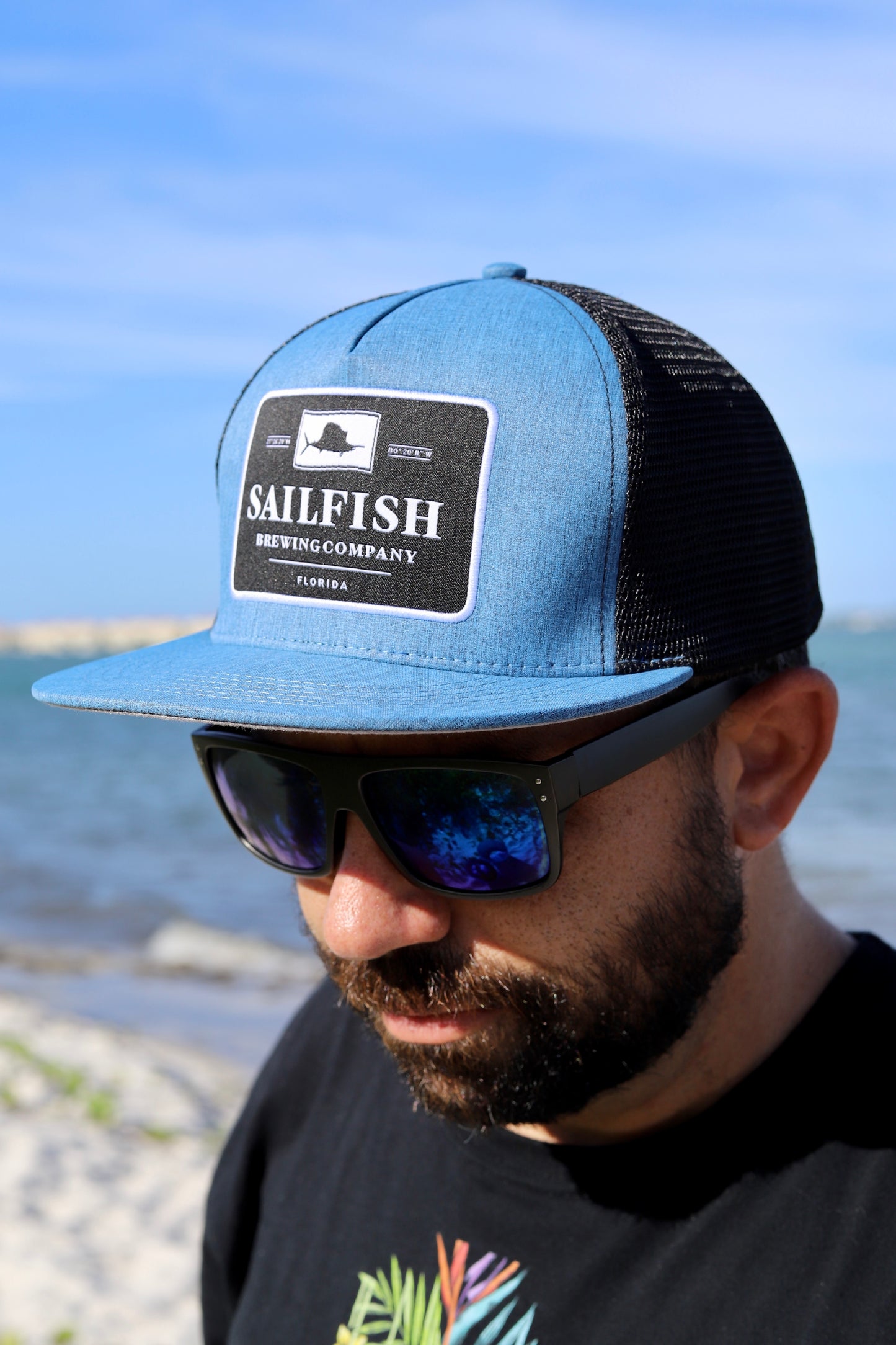 Columbia Blue with Black Patch Sailfish Brewing Co Hat